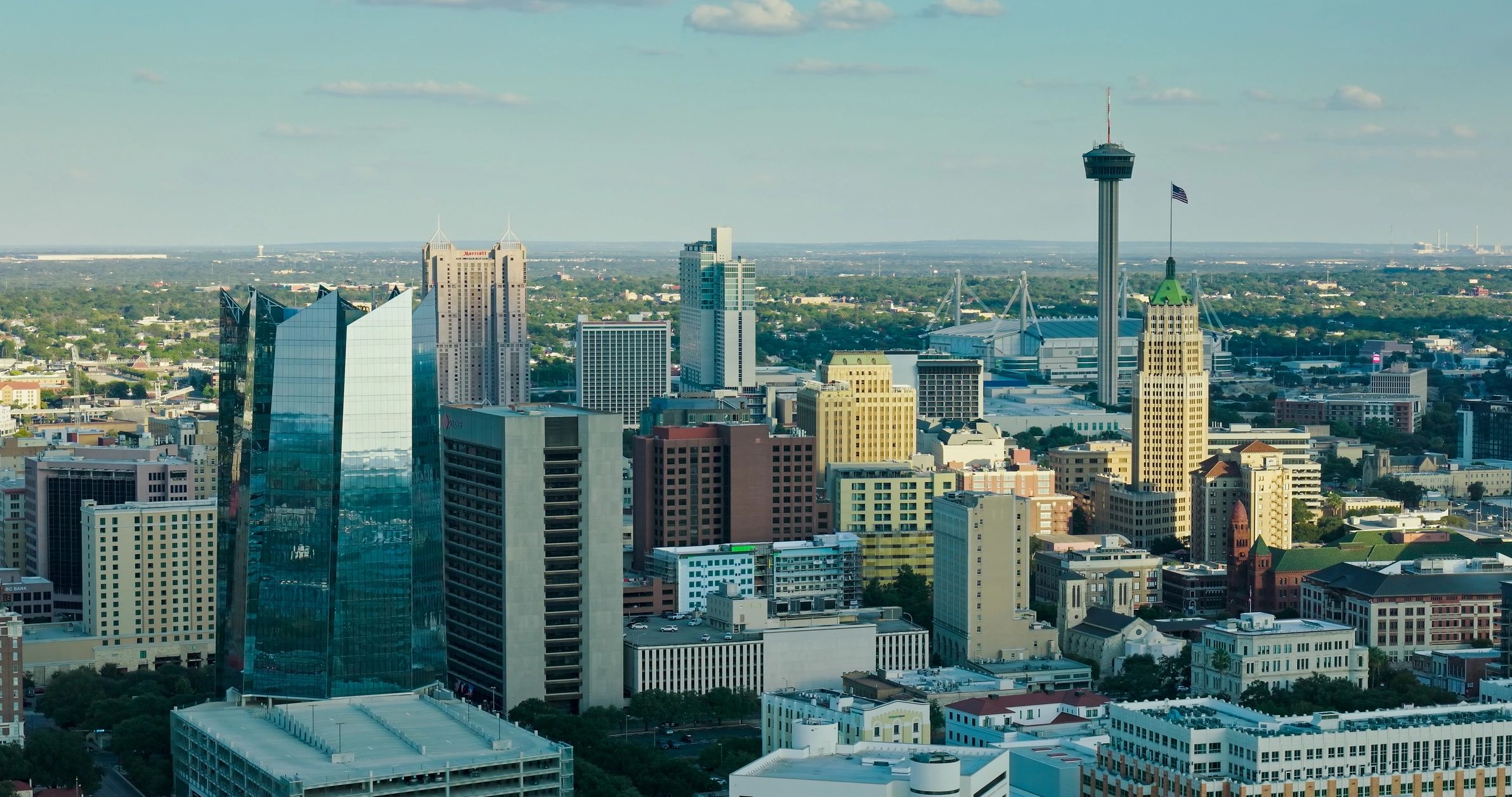 Modern financial district skyline